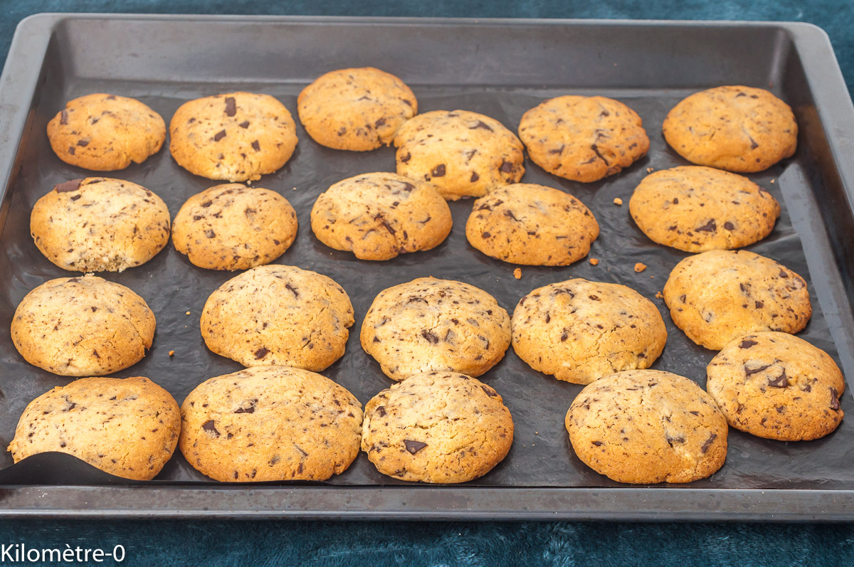 Photo de recette de biscuits, petits gâteaux, cookies, Pierre Hermé, chocolat, pépites, facile, rapide, healthy, Kilomètre-0, blog de cuisine réalisée à partir de produits de saison et issus de circuits courts
