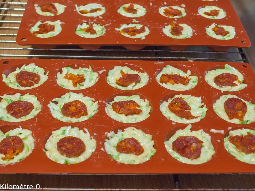 Bouchées salées aux courgettes, à l’emmental et au chorizo - Étape 5