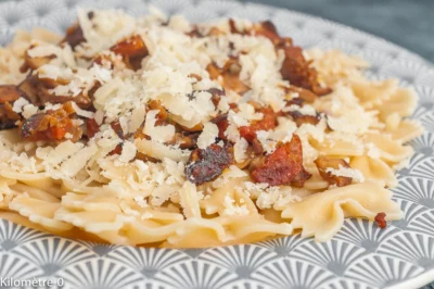 Photo de recette de plat, automne, facile, rapide, pâtes , champignons, cèpes, chorizo, parmesan, fromage, léger, bio, rapide, automne, Kilomètre-0, blog de cuisine réalisée à partir de produits de saison et issus de circuits courts