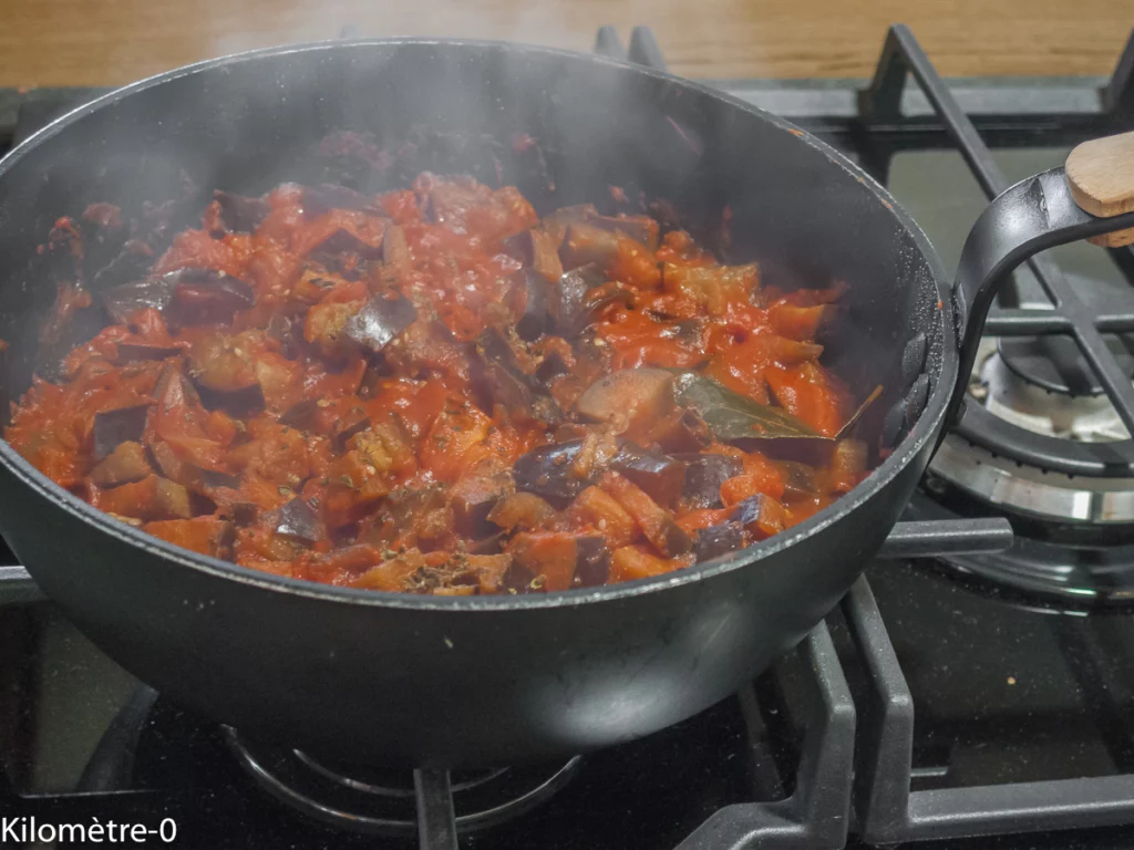 Aubergines confites à la saucisse montbéliarde - Étape 6