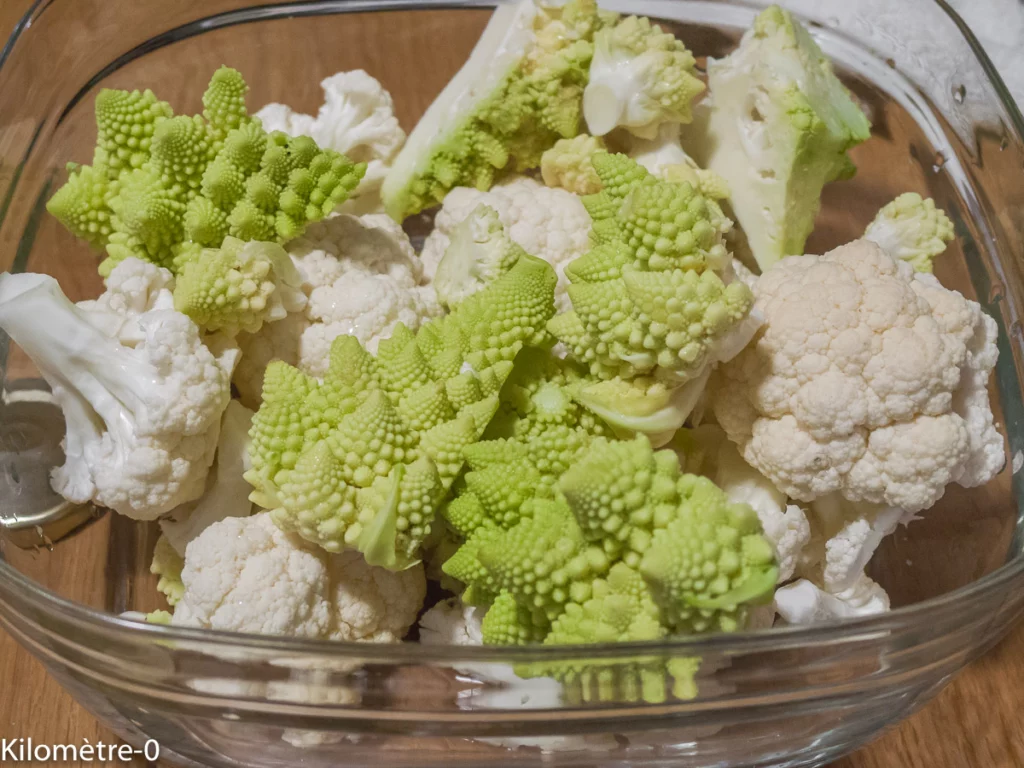 Soupe de chou fleur et chou romanesco aux lentilles - Étape 1