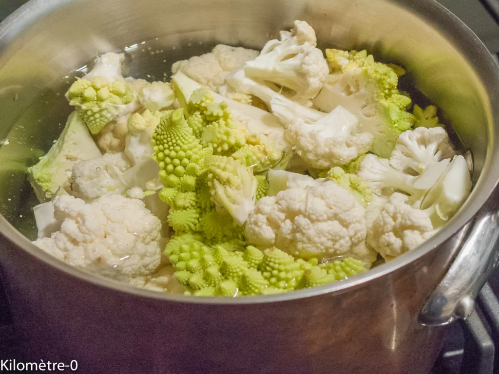 Soupe de chou fleur et chou romanesco aux lentilles - Étape 2