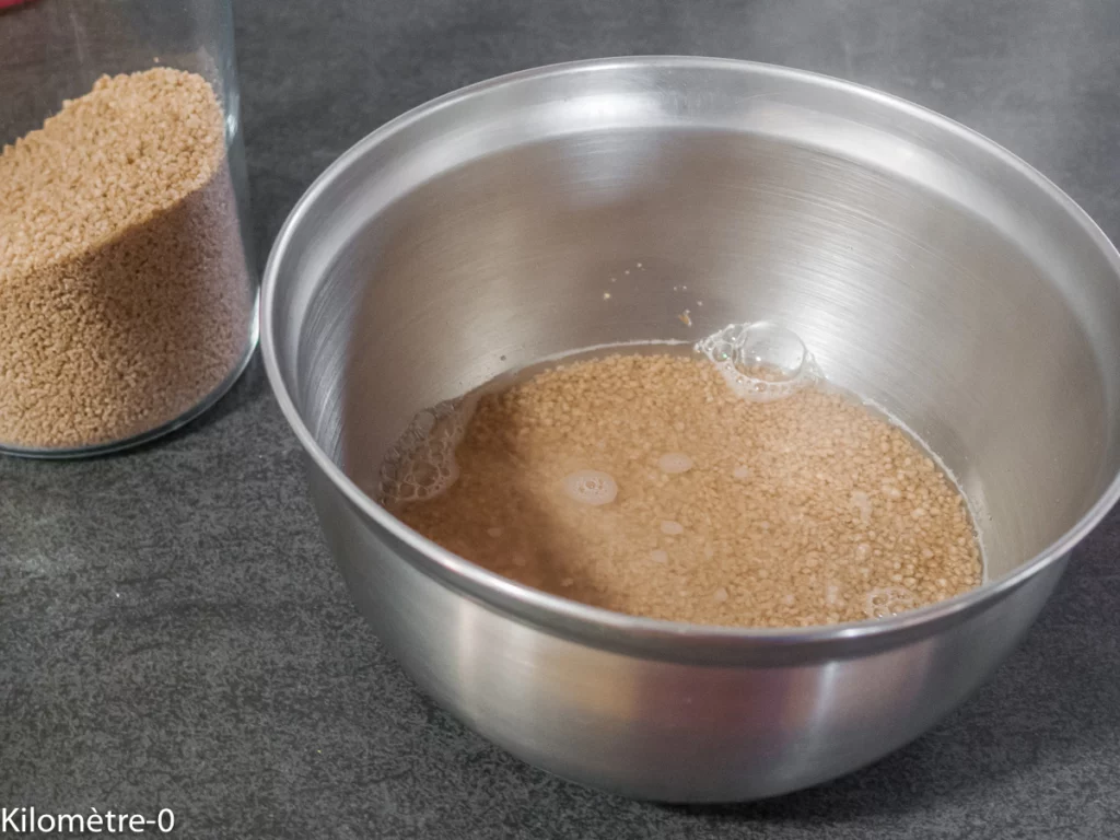 Salade de pois cassés à la semoule de petit épeautre, betterave, radis et persil - Étape 3