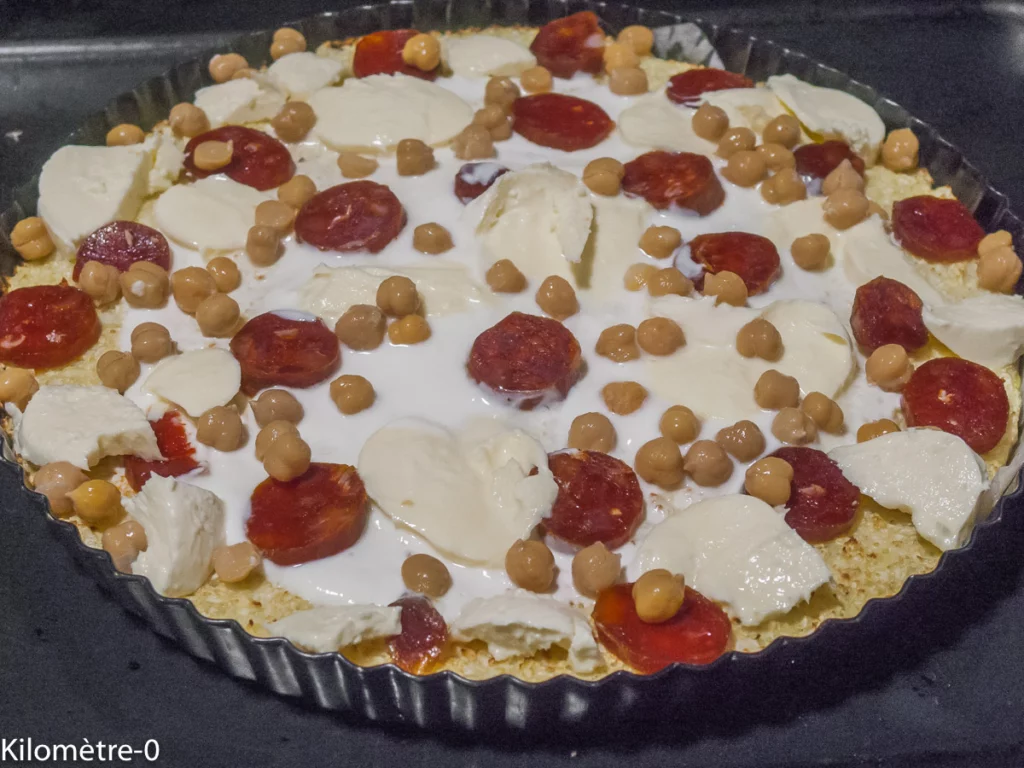 Pizza de chou fleur facile au chorizo et à la mozzarella - Étape 6