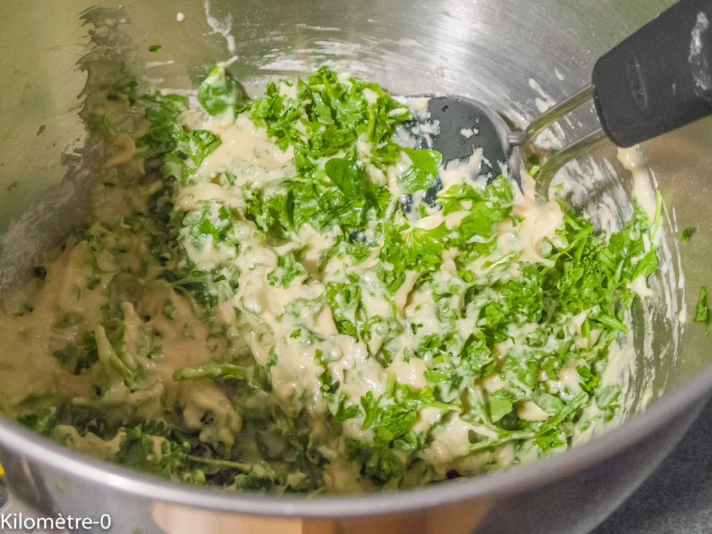 Cake au persil, roquette et parmesan - Étape 1
