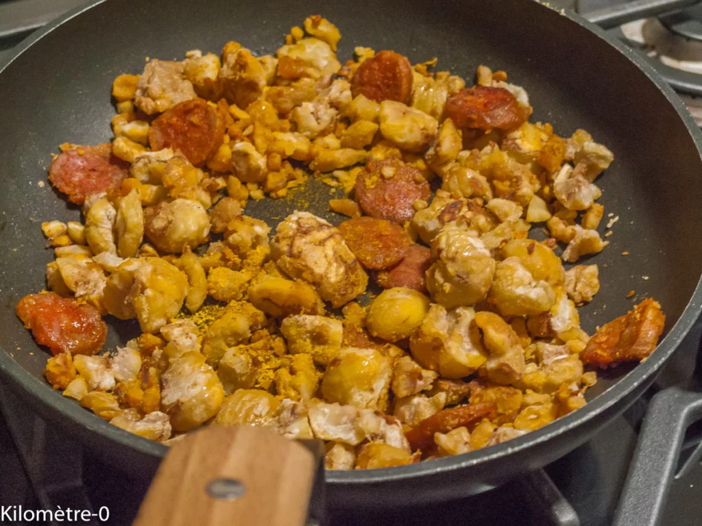Poêlée de châtaignes au chorizo et aux saint jacques. - Étape 5