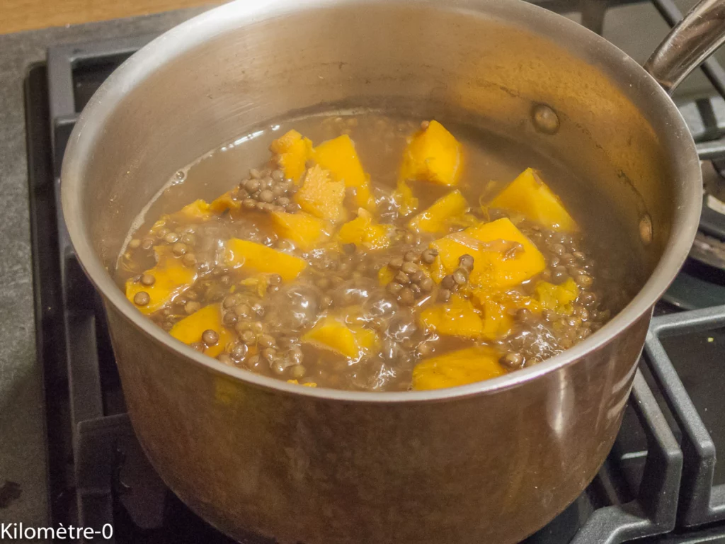 Soupe de butternut aux lentilles, pain perdu au fromage - Étape 3