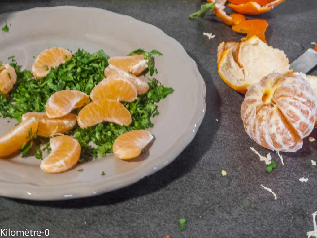 Salade de boulgour aux clémentines, cranberries, noix de pécan et oeuf poché - Étape 3