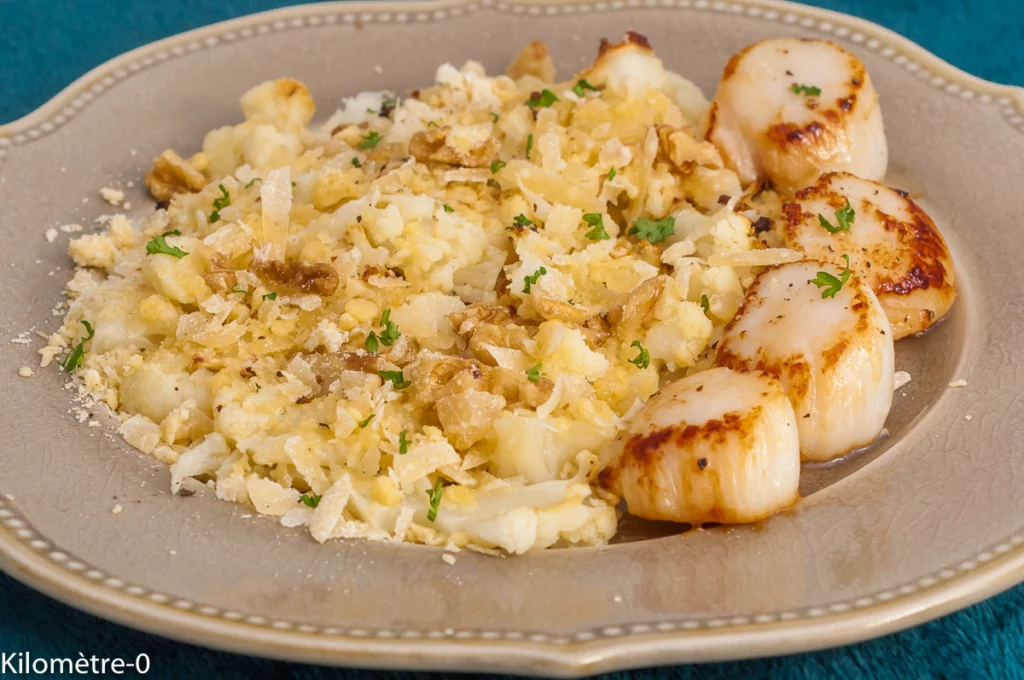 Poêlée de saint jacques au chou fleur et crumble de noix - Étape 9