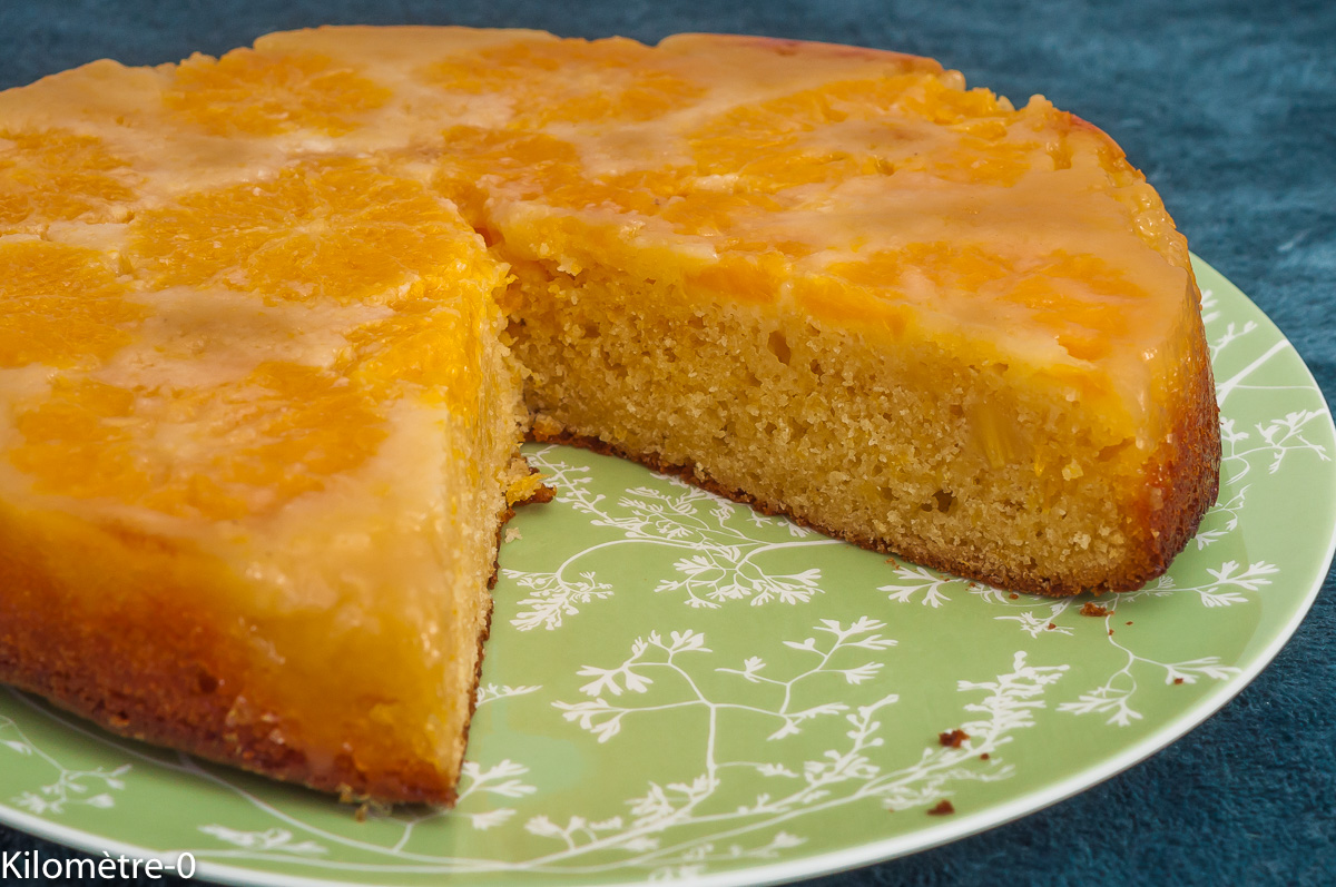 Photo de recette de gâteau, dessert, renversé, agrumes, oranges, mandarines, clémentines, facile, rapide, bio, automne, hiver,  Kilomètre-0, blog de cuisine réalisée à partir de produits de saison et issus de circuits courts
