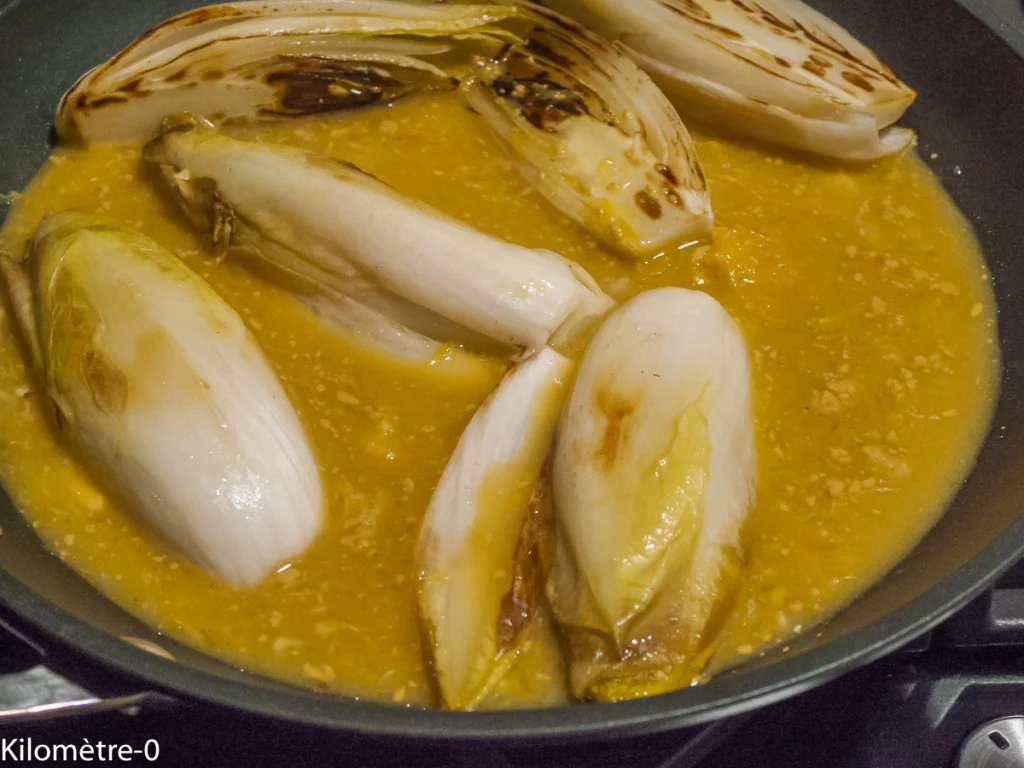 Endives à la moutarde, au miel et à l&rsquo;orange - Étape 3