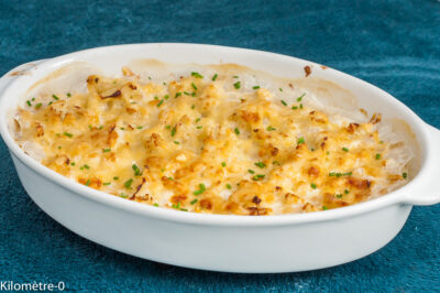 Photo de recette de gratin, légumes, automne, hiver, printemps, chou fleur, cuisson au lait , lait, fromage, emmental, facile, rapide, bio, végétarien, végé,Kilomètre-0, blog de cuisine réalisée à partir de produits de saison et issus de circuits courts