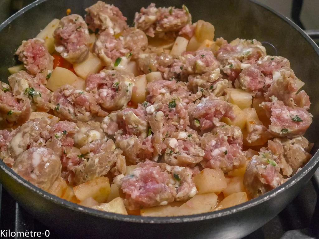 Radis noirs poêlés aux saucisses - Étape 4