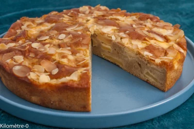 Photo de recette de dessert aux pommes, gâteau aux pommes, fruit, fruits d'hiver, amandes, facile, rapide, automne, hiver, Kilomètre-0, blog de cuisine réalisée à partir de produits de saison et issus de circuits courts