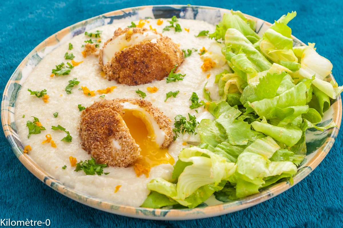 Photo de recette de Pâques, Noël, oeuf, oeuf coulant, oeuf mollet, oeuf, crème, velouté, chou, chou fleur, orange, économique, végé, végétarien, healthy, santé, bio, rapide, automne, hiver, printemps, Kilomètre-0, blog de cuisine réalisée à partir de produits de saison et issus de circuits courts
