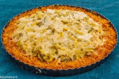 Photo de recette de tarte, poireaux, patates douces, facile, légumes, fromage, automne, hiver, végétal, végétarien, végé, bio, Kilomètre-0, blog de cuisine réalisée à partir de produits de saison et issus de circuits courts