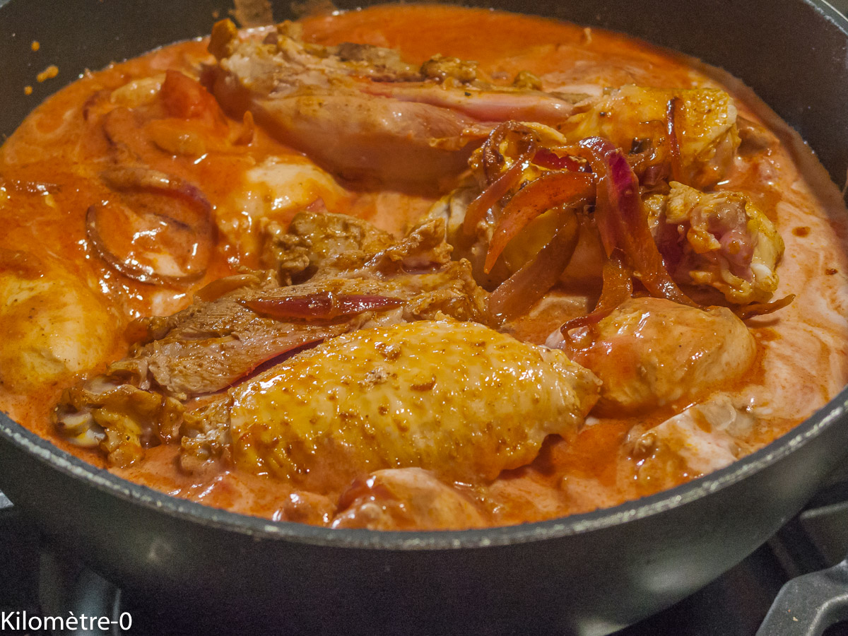 Photo de recette de poulet, volaille, curry, mijoté, épices, curry, riz, chou fleur, plat unique, automne, hiver, printemps, cuisine du monde, facile,  Kilomètre-0, blog de cuisine réalisée à partir de produits de saison et issus de circuits courts