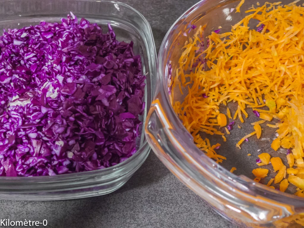 Salade de choux aux carottes et raisins secs, mayonnaise aux haricots blancs - Étape 2