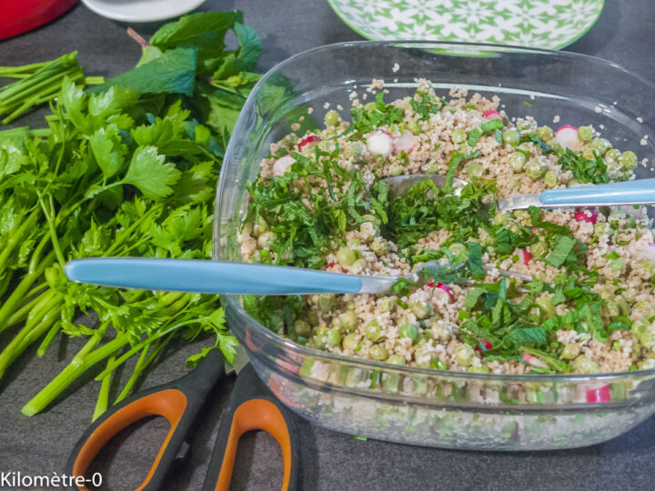 Salade de semoule aux petits pois, radis, feta et fines herbes du jardin — étape 8