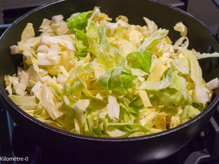 Poêlée de chou pointu aux courgettes et chorizo — étape 3