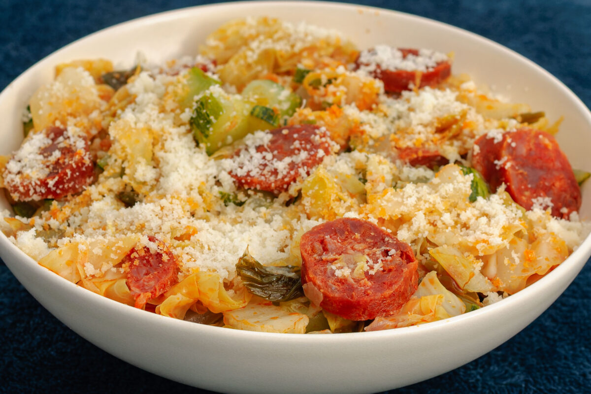 Poêlée de chou pointu aux courgettes et chorizo — étape 8