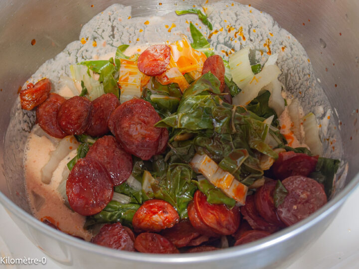 Clafoutis aux blettes, chorizo et lait de coco — étape 8