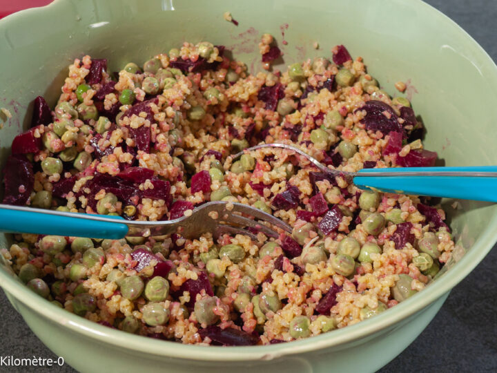 Salade de boulgour aux petits pois, radis, betteraves et haricots rouges — étape 6