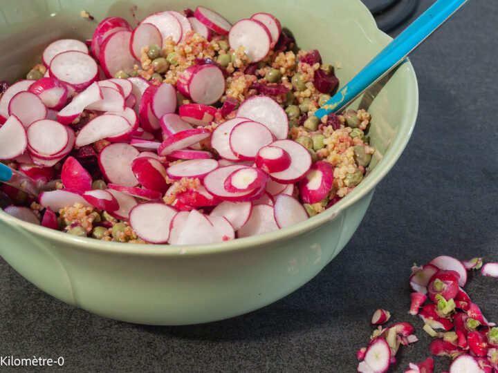 Salade de boulgour aux petits pois, radis, betteraves et haricots rouges — étape 7