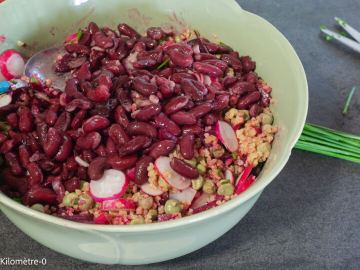 Salade de boulgour aux petits pois, radis, betteraves et haricots rouges — étape 8