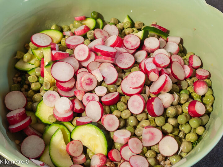 Salade de sarrasin aux courgettes, radis et petits pois — étape 6
