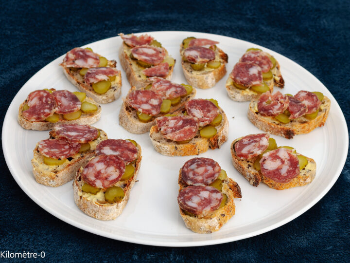 Recette de tartines cornichon saucisson — baguette aux céréales