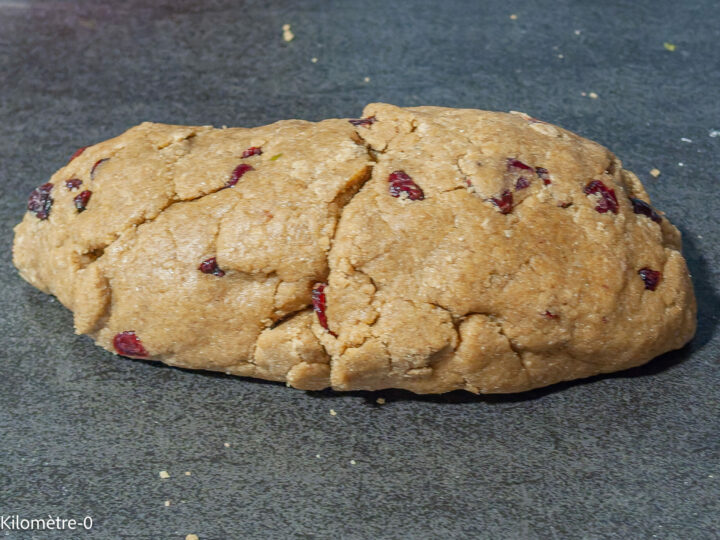 Cranberry Cookies: step 4 — Keep mixing until you can form a log.