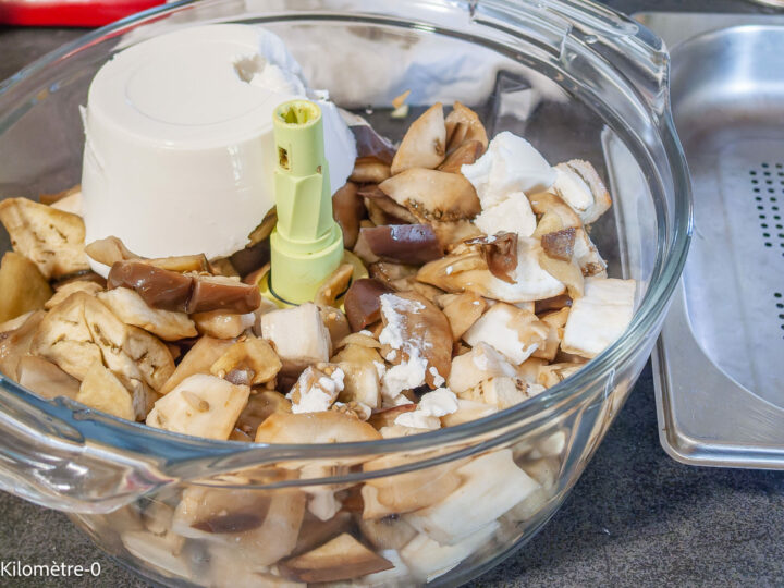 Mousse d&rsquo;aubergines : étape 4 — Versez les dans un mixeur avec la ricotta...